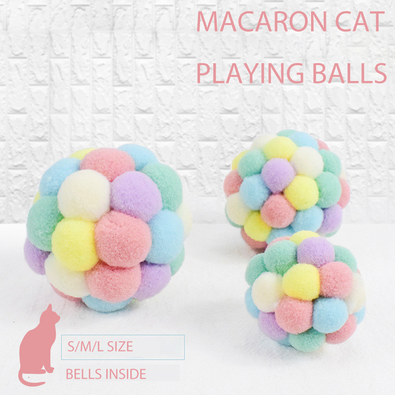 बिल्लियों के लिए रंगीन सॉफ्ट फ़ज़ी बिल्ट-इन बेल बॉल्स (1)