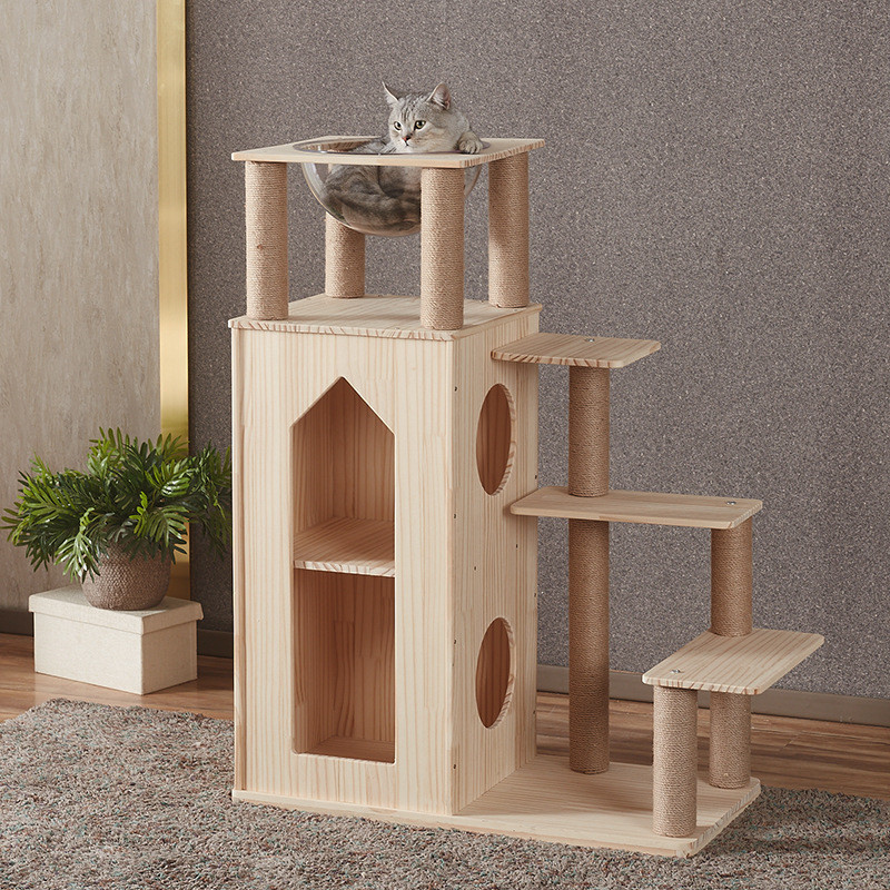 Kulla moderne e pemës së maceve me shumë nivele me apartament të gjerë (4)